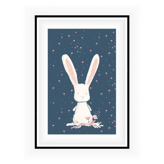 Bunny & Flowers Poster