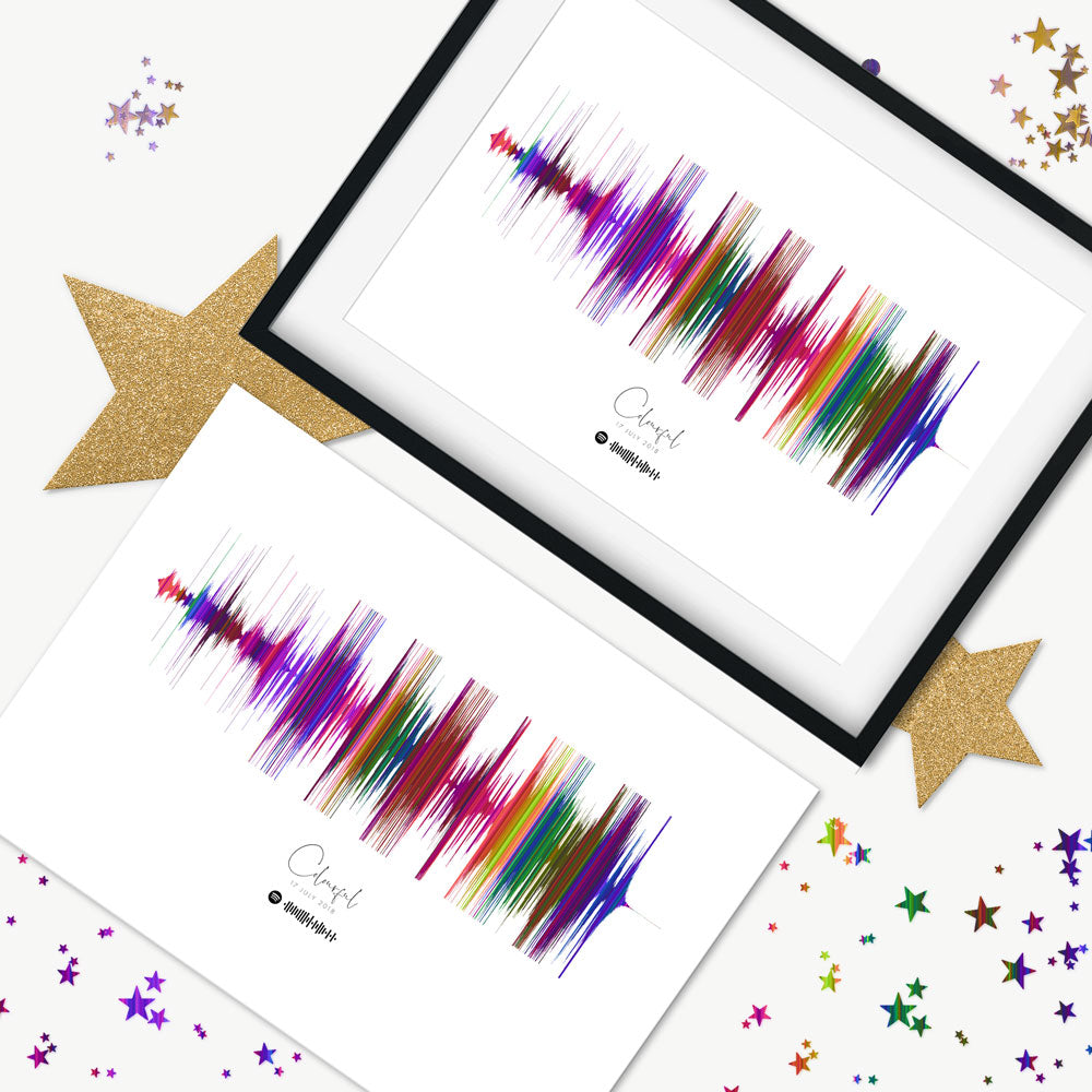 colourful multicolour  sound wave frame and canvas