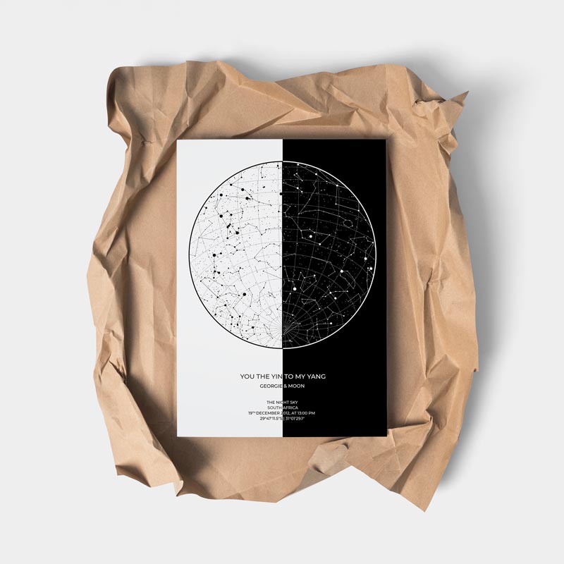 yin yang star map print