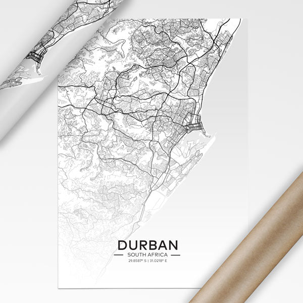 Durban city map poster