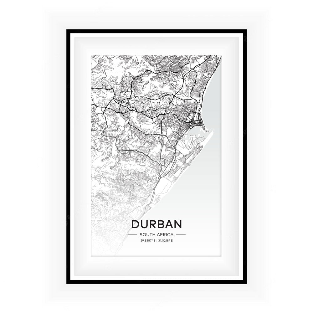 Durban City Map Art