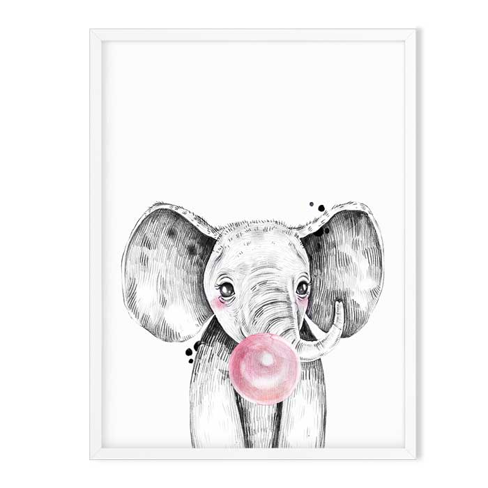 Wall Art - Bubblegum Animal Babies Blue