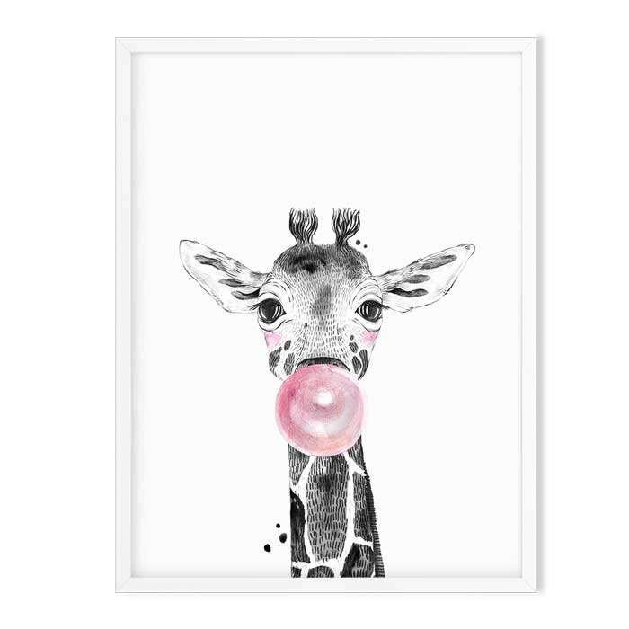 Wall Art - Bubblegum Animal Babies Blue