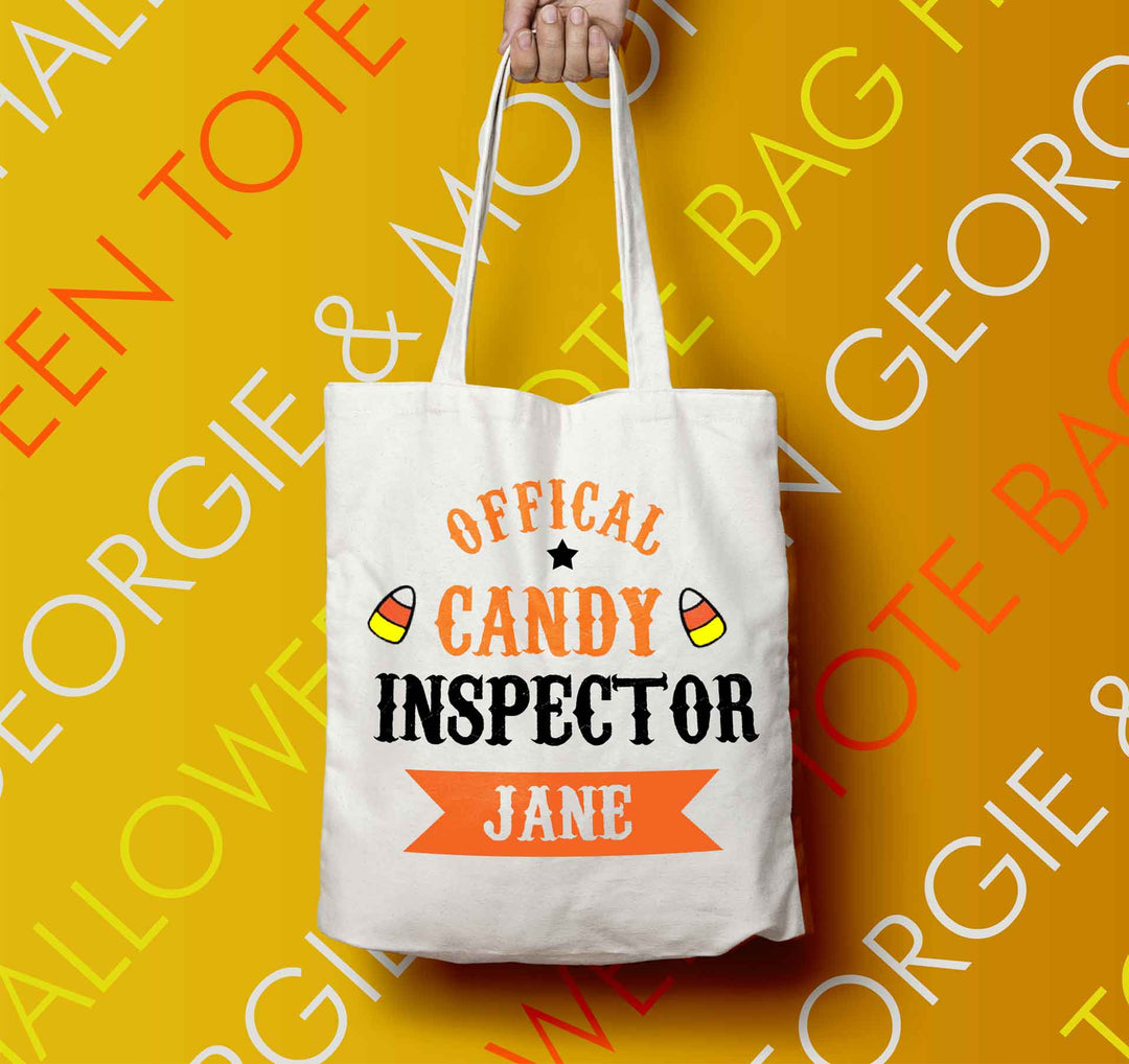 PERSONALISED HALLOWEEN TOTE BAG OFFICIAL CANDY INSPECTOR - Georgie & Moon