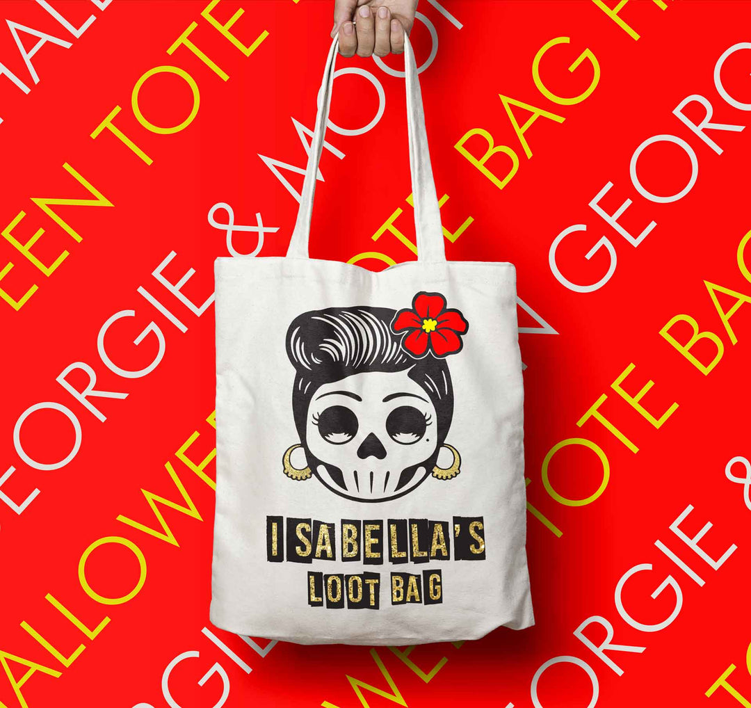 PERSONALISED HALLOWEEN TOTE BAG LOOT BAG - Georgie & Moon