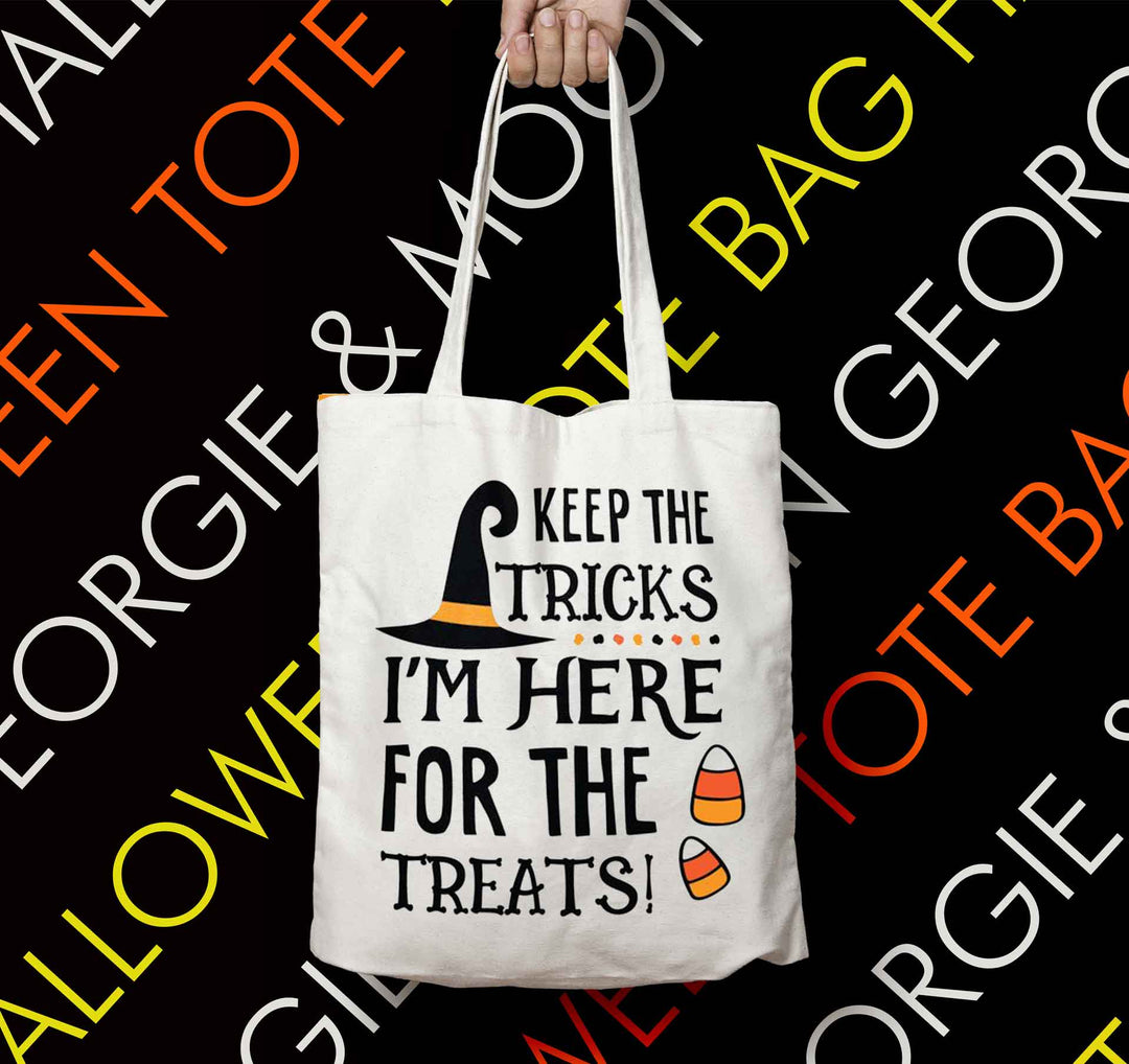 PERSONALISED HALLOWEEN TOTE BAG I'M HERE FOR THE TREATS - Georgie & Moon