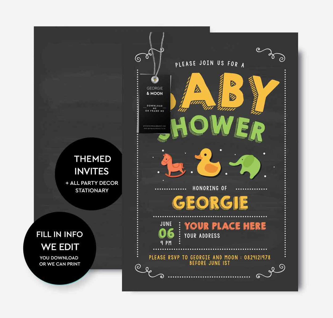 BABY SHOWER CHALKBOARD INVITATION - Georgie & Moon