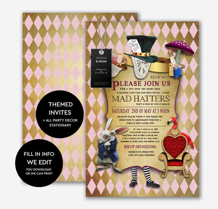 MAD HATTER INVITATION - Georgie & Moon
