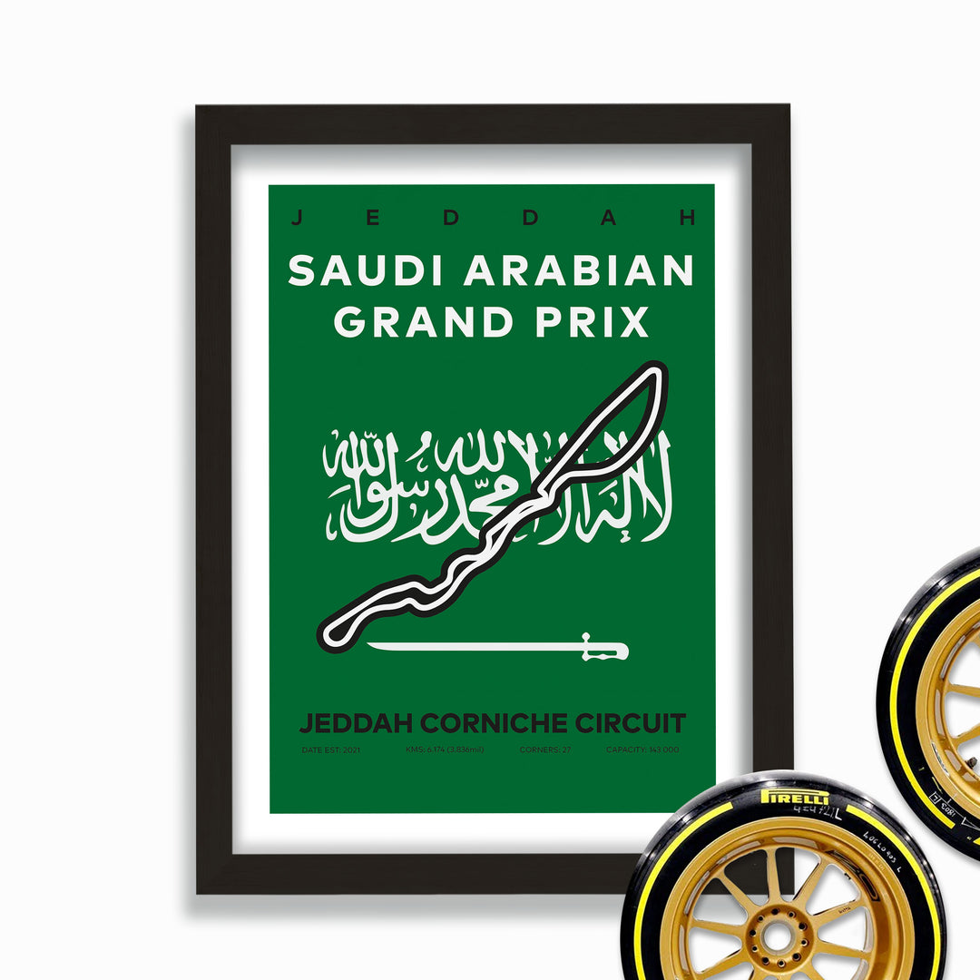 Formula Jeddah Corniche Circuit Poster With Flag