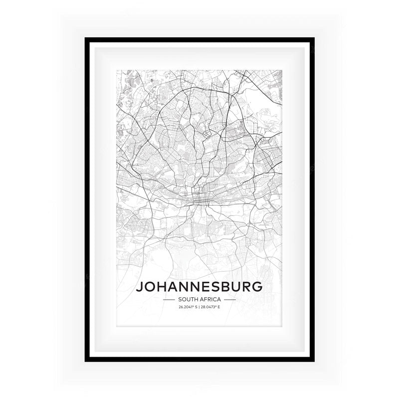 Johannesburg City Map Art