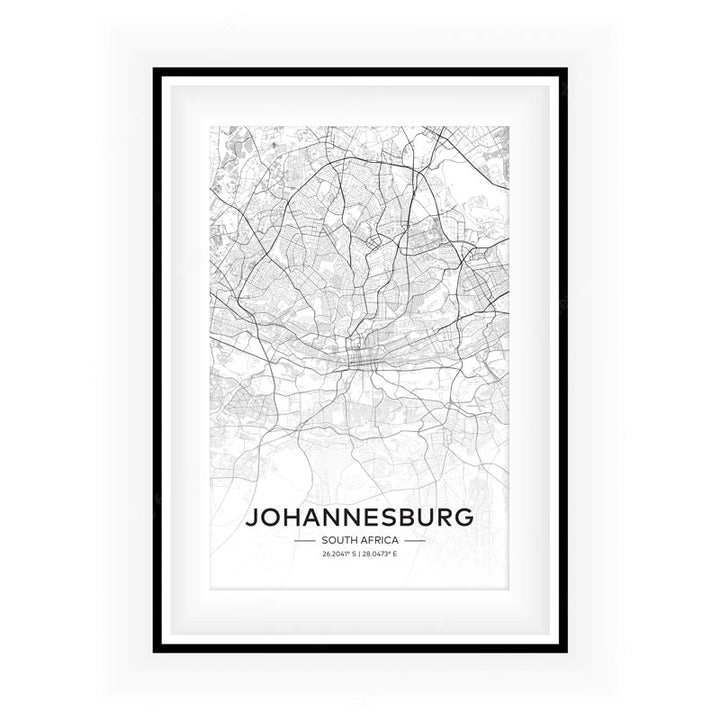 Johannesburg City Map Art