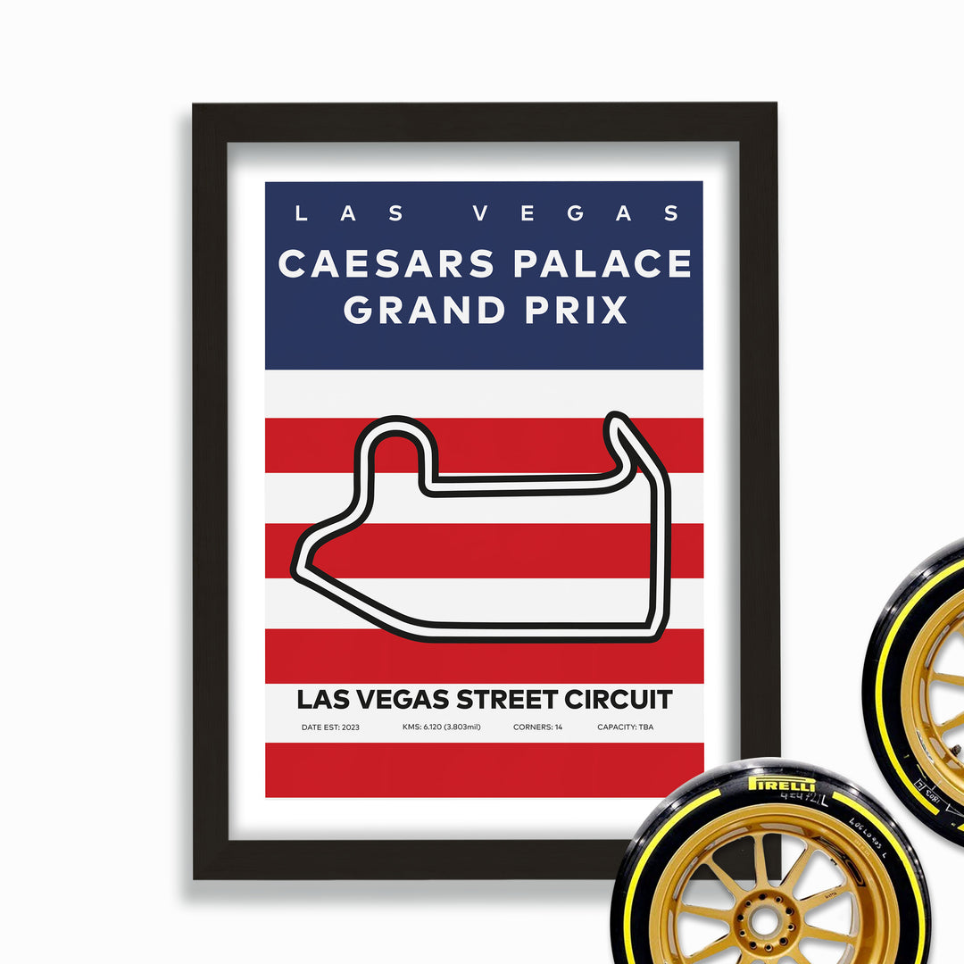 Formula Las Vegas Street Circuit Poster With Flag