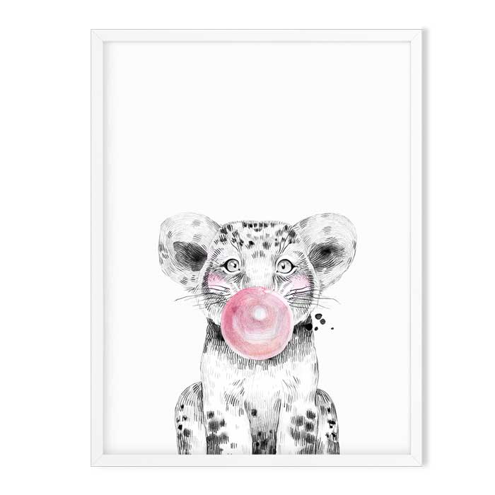 Wall Art - Bubblegum Animal Babies Blue