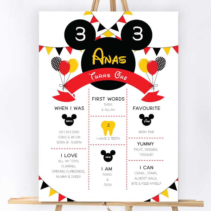 Personalised Milestone Boards | Mickey Mouse
