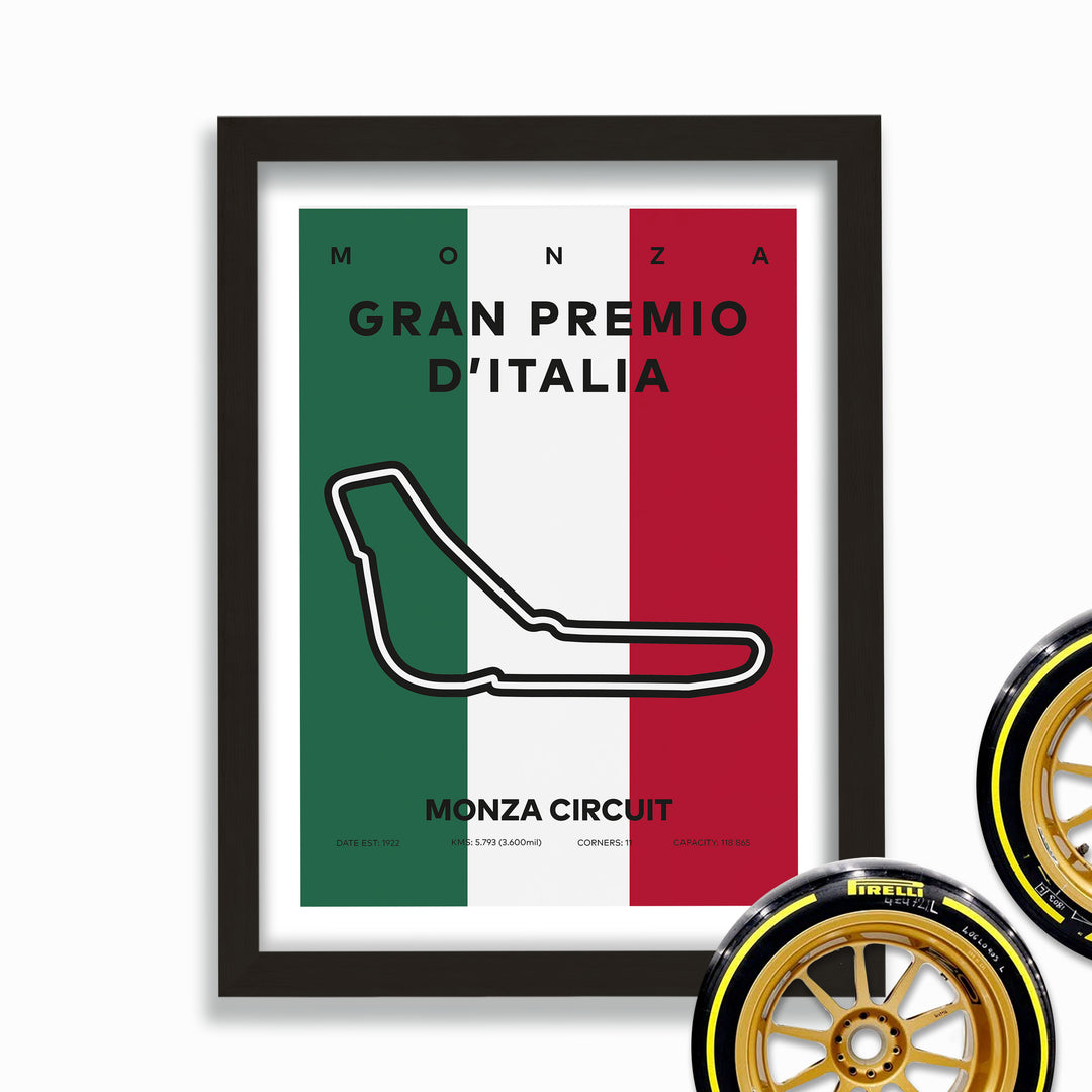 Formula Monza Circuit Poster With Flag