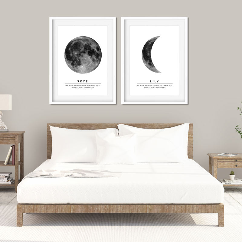 moon map pair on wall