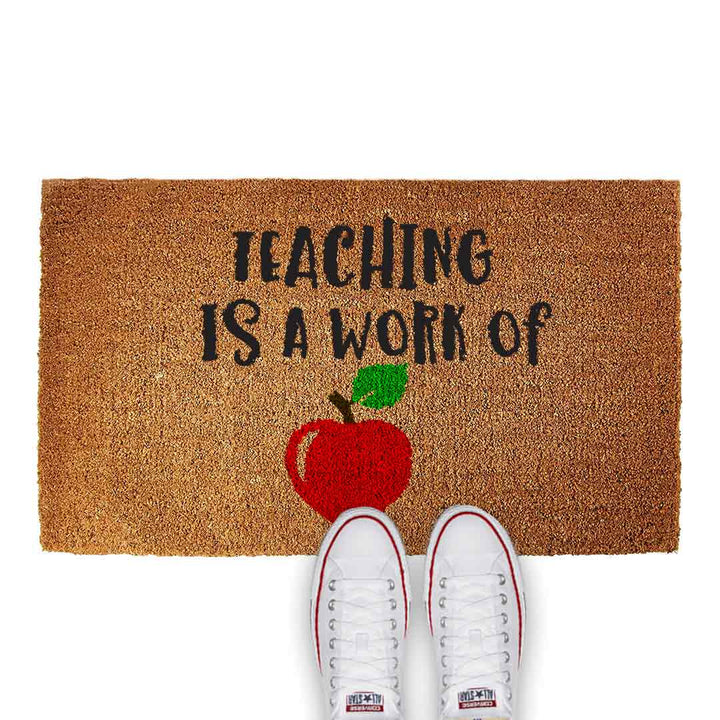 CUSTOM DOORMAT - TEACHING IS A WORK OF HEART - Georgie & Moon