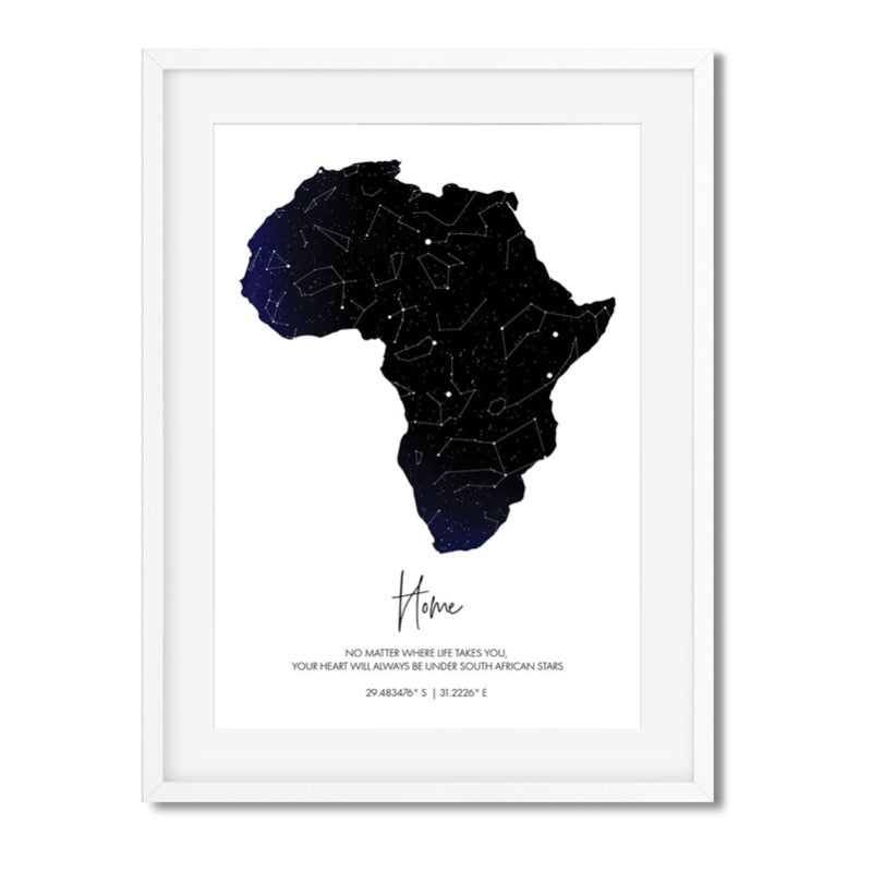 PERSONALISED STAR MAP - UNDER THESE STARS ( Africa ) - Georgie & Moon