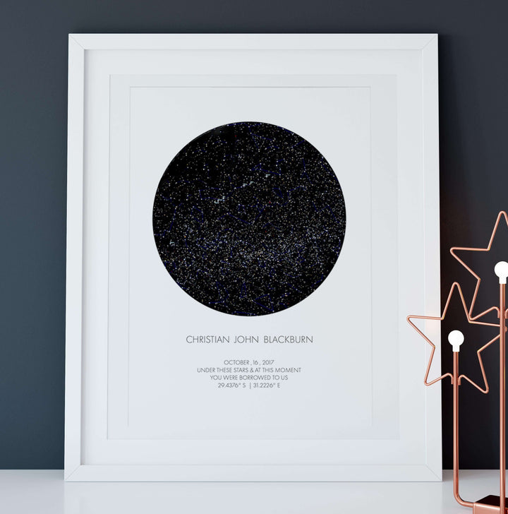 PERSONALISED STAR MAP - UNDER THESE STARS - Georgie & Moon