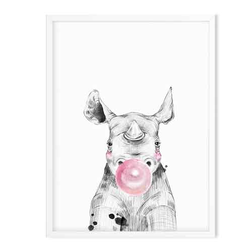 Wall Art - Bubblegum Animal Babies Blue