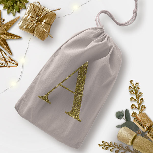 Personalised Santa Bag | Glitter Initial