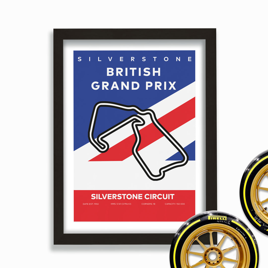 Formula Silverstone Circuit Poster With Flag