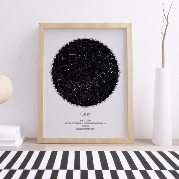 star Map in wood frame