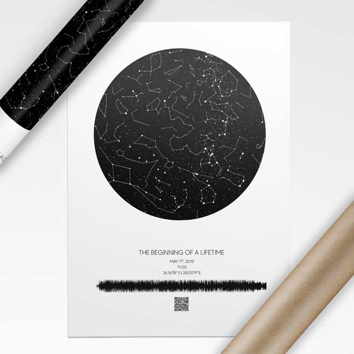 star map with sound wave poster