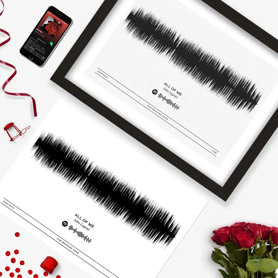 Sound wave art with Spotify code poster print and canvas