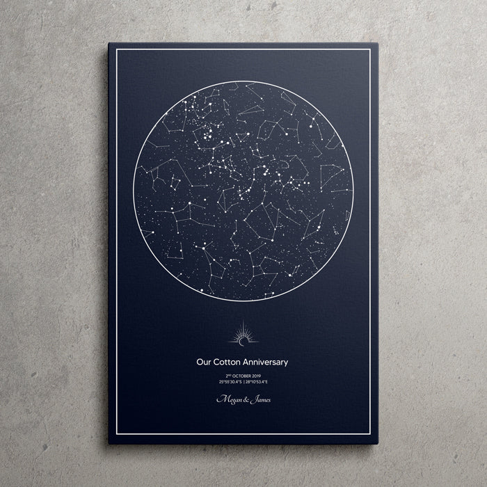 star map on canvas cotton anniversary 