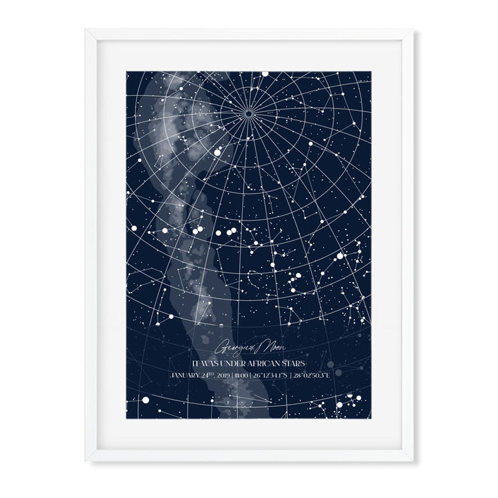 star map blue in a white frame full page made in south Africa