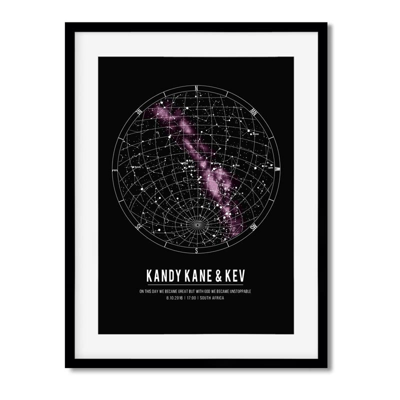 star map made for candy Kane makeup in black frame