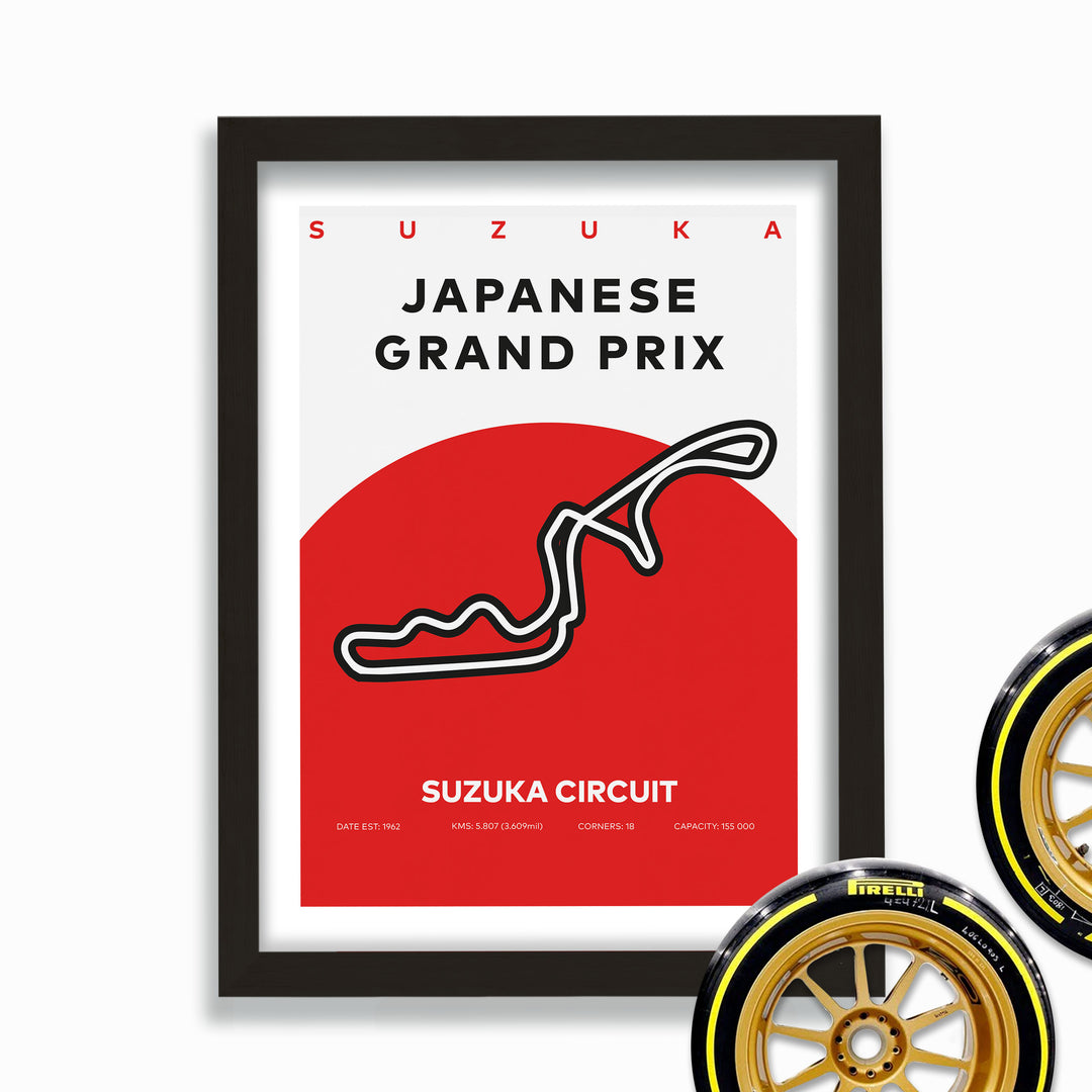 Formula Suzuka Circuit Poster With Flag