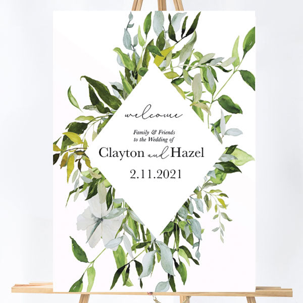Wedding Welcome Sign Board - Eucalyptus Leaves 2