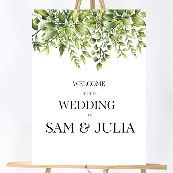 Wedding Welcome Sign Board - Eucalyptus Leaves 3