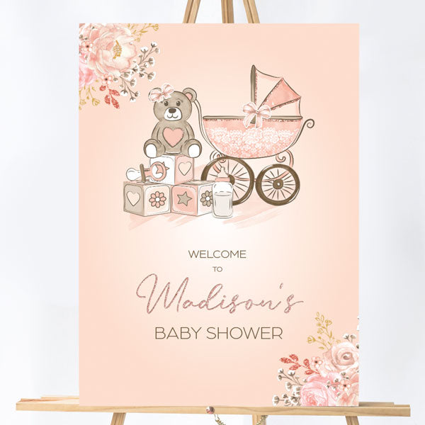 Baby Shower Welcome Sign Board - Teddy