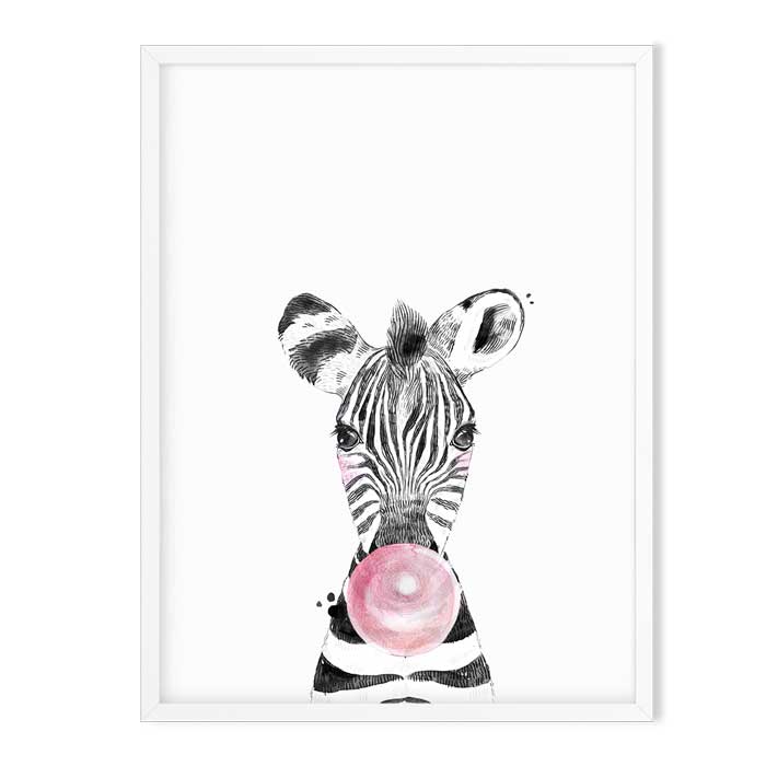 Wall Art - Bubblegum Animal Babies Blue